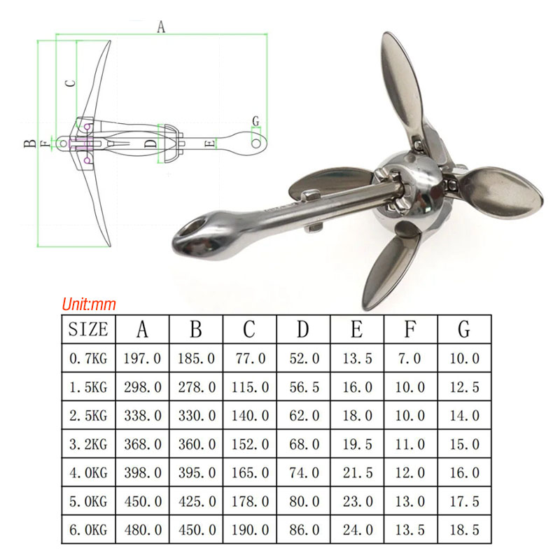 3.2KG/4KG Boat Stainless Steel - Fishing Boat Anchor reseña y precio