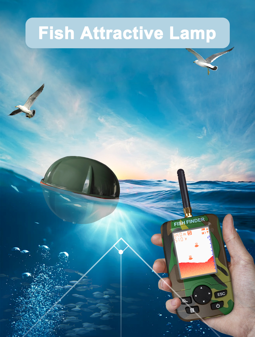 Smart Portable Sonar Fish Find - Fishing Boat Depth Finder reseña y precio